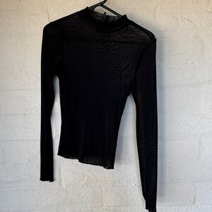 Urban Outfitters Medium Black Sheer Women's Top, Long Sleeve